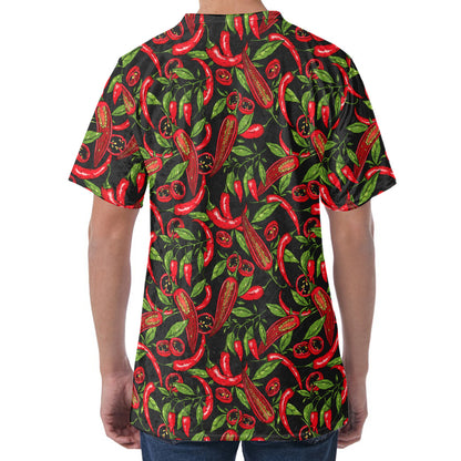 Hot Chili Peppers Pattern Print Men's Velvet T-Shirt