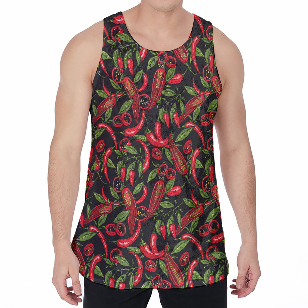 Hot Chili Peppers Pattern Print Men's Velvet Tank Top