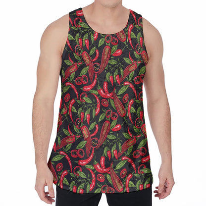 Hot Chili Peppers Pattern Print Men's Velvet Tank Top