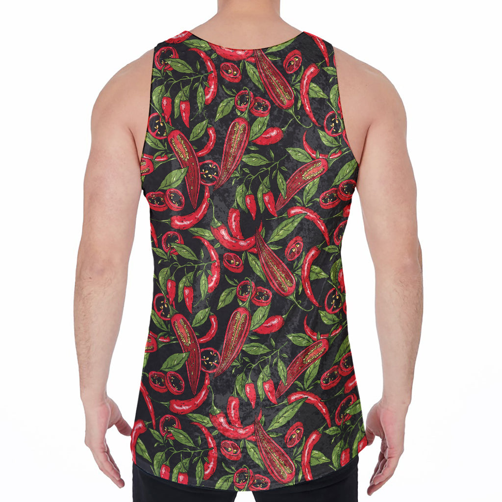 Hot Chili Peppers Pattern Print Men's Velvet Tank Top