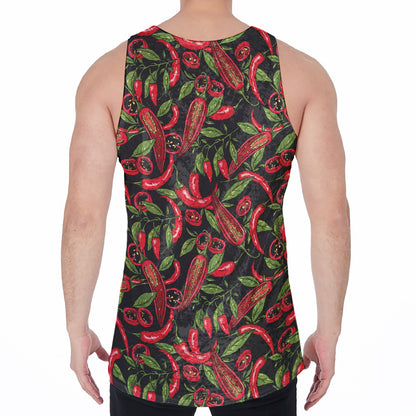 Hot Chili Peppers Pattern Print Men's Velvet Tank Top