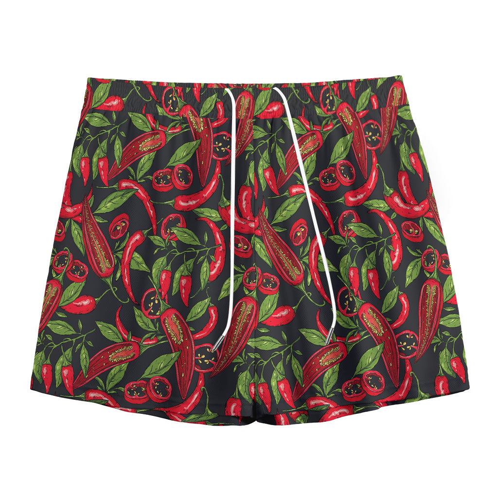 Hot Chili Peppers Pattern Print Mesh Shorts