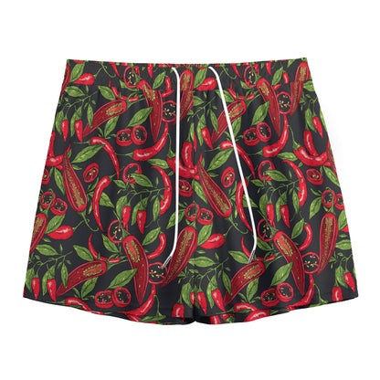 Hot Chili Peppers Pattern Print Mesh Shorts