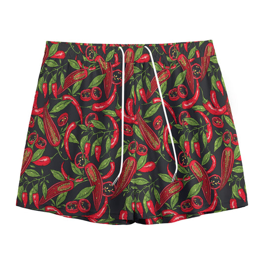 Hot Chili Peppers Pattern Print Mesh Shorts