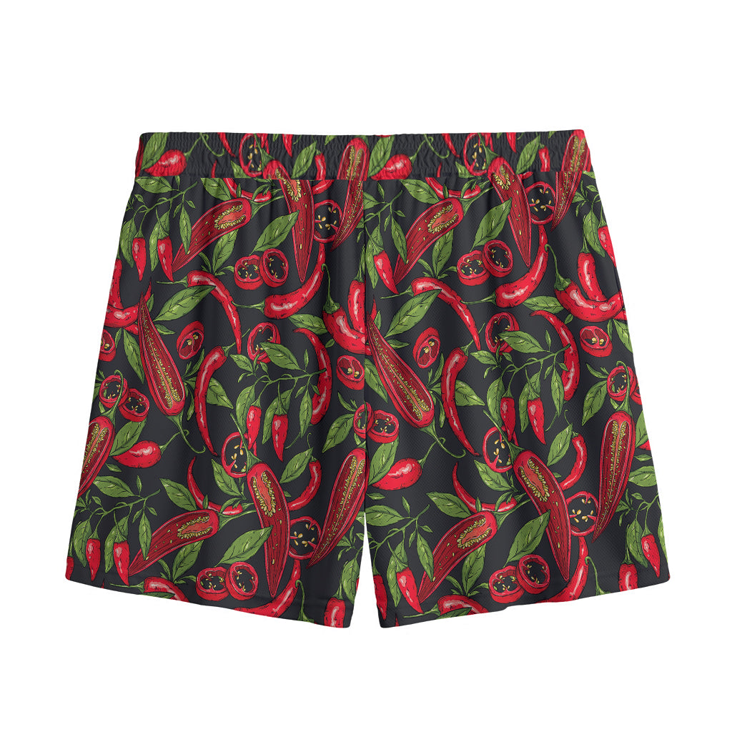 Hot Chili Peppers Pattern Print Mesh Shorts