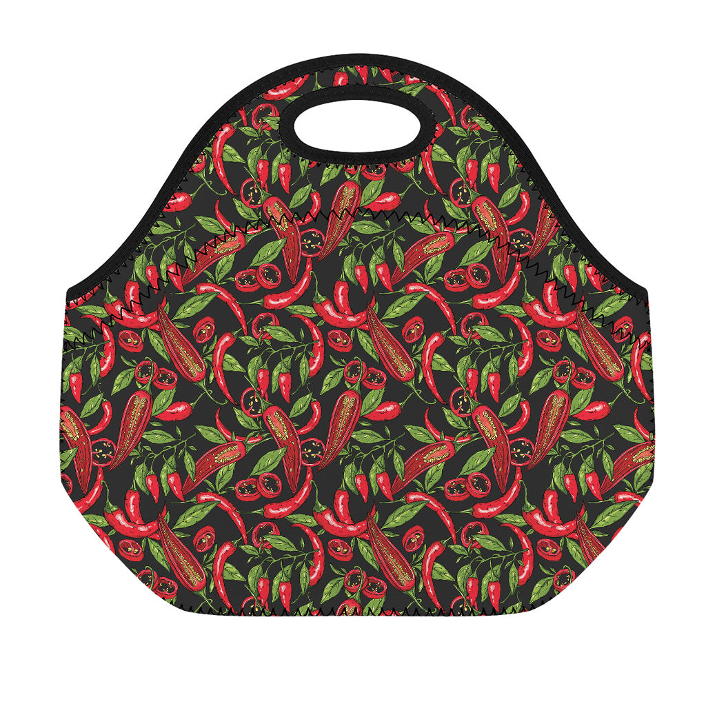 Hot Chili Peppers Pattern Print Neoprene Lunch Bag