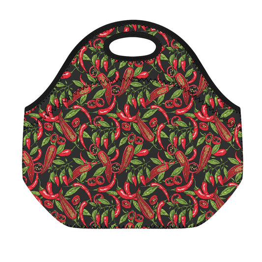Hot Chili Peppers Pattern Print Neoprene Lunch Bag