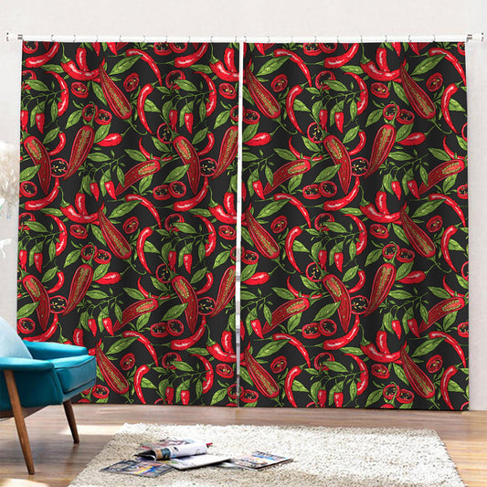 Hot Chili Peppers Pattern Print Pencil Pleat Curtains