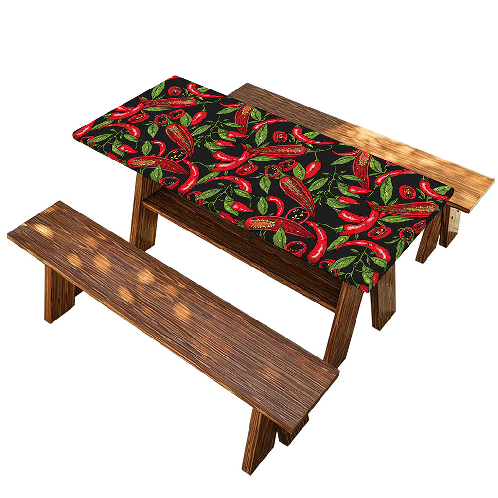 Hot Chili Peppers Pattern Print Picnic Table Cover