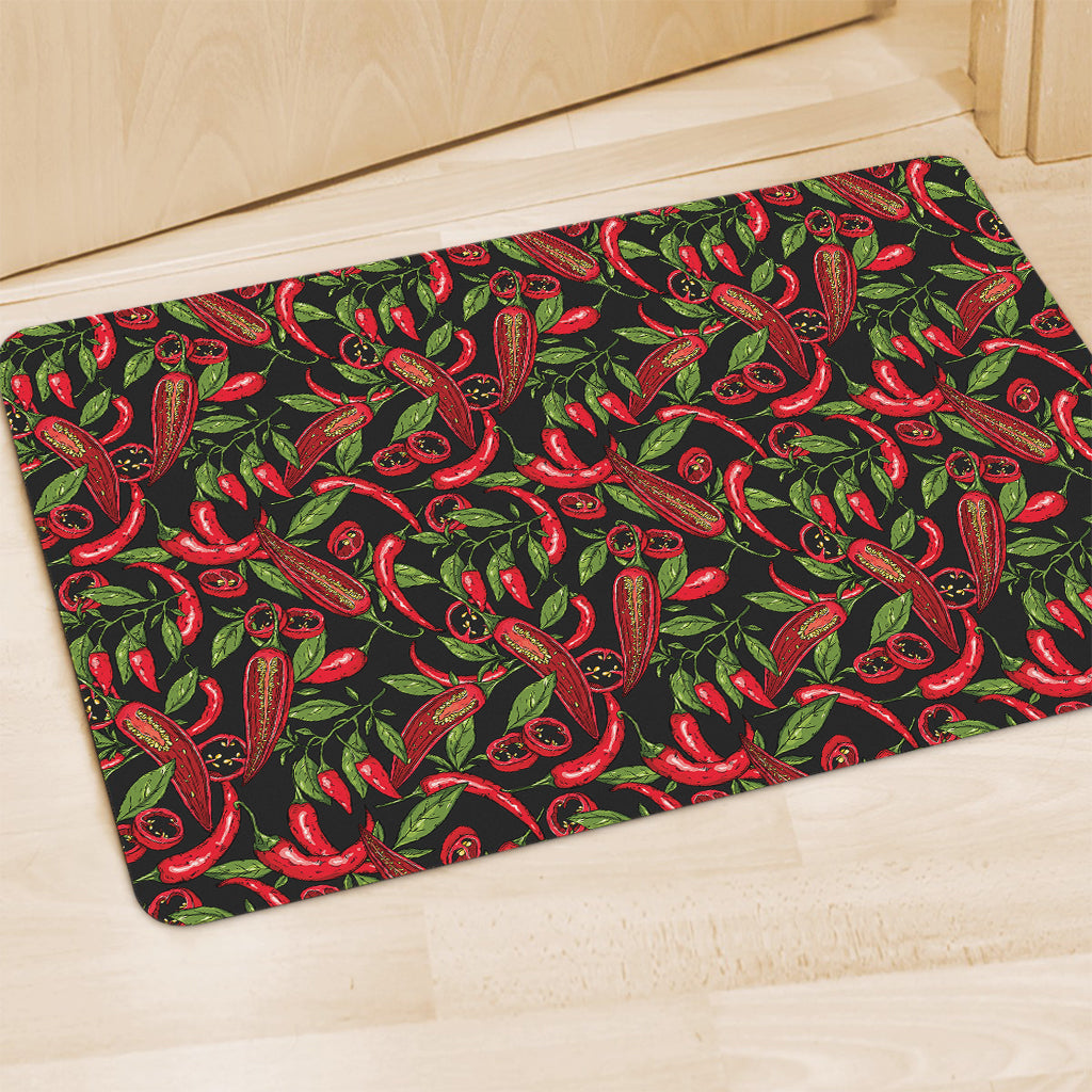 Hot Chili Peppers Pattern Print Polyester Doormat