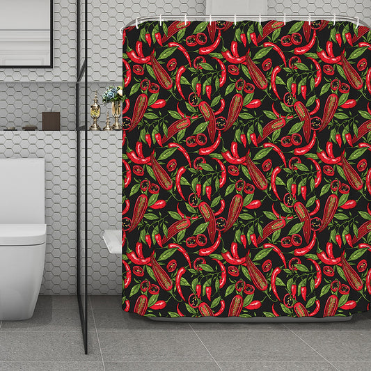 Hot Chili Peppers Pattern Print Polyester Shower Curtain