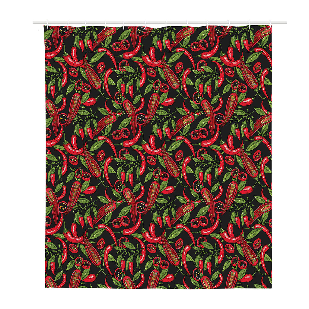 Hot Chili Peppers Pattern Print Polyester Shower Curtain