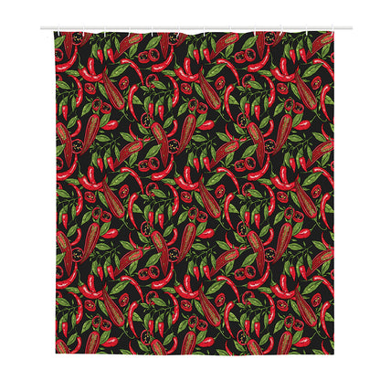 Hot Chili Peppers Pattern Print Polyester Shower Curtain