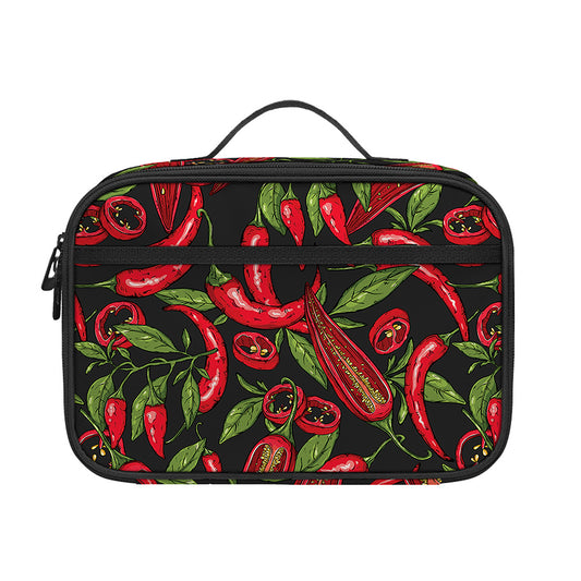 Hot Chili Peppers Pattern Print Portable Lunch Bag