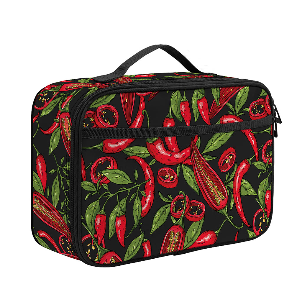 Hot Chili Peppers Pattern Print Portable Lunch Bag
