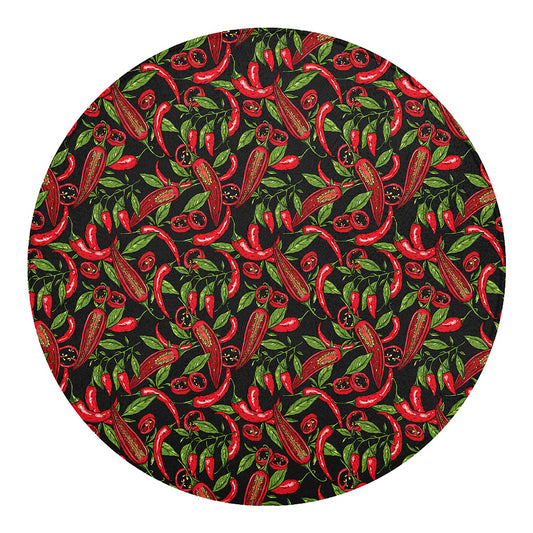 Hot Chili Peppers Pattern Print Round Blanket