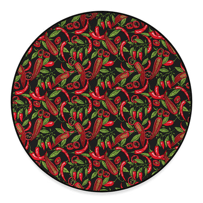 Hot Chili Peppers Pattern Print Round Floor Mat