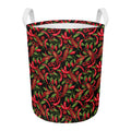 Hot Chili Peppers Pattern Print Round Laundry Basket