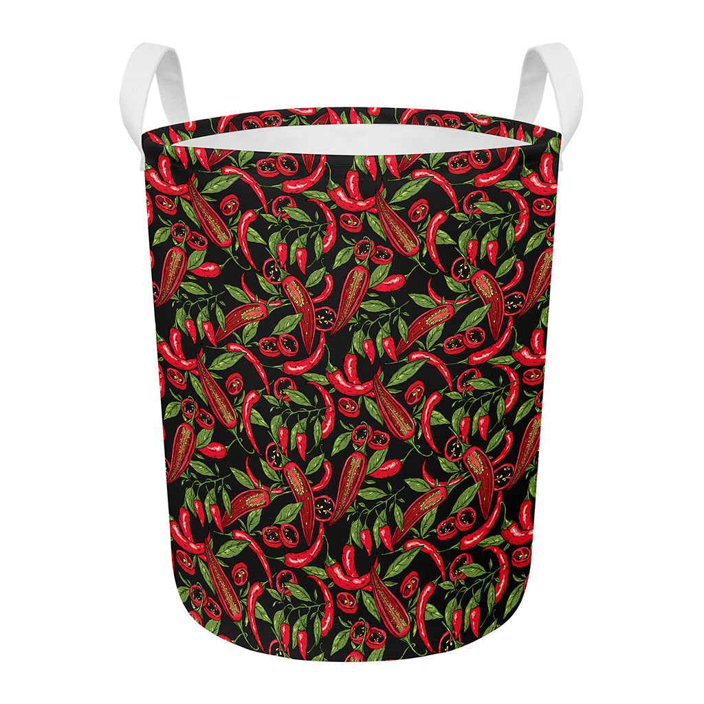 Hot Chili Peppers Pattern Print Round Laundry Basket