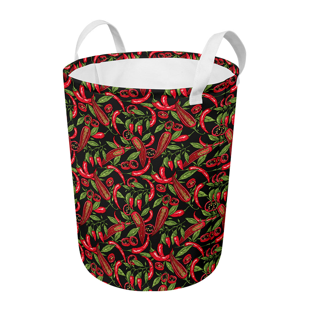 Hot Chili Peppers Pattern Print Round Laundry Basket