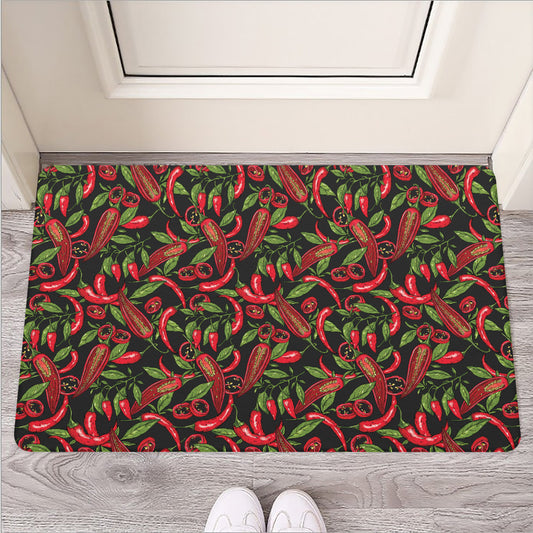 Hot Chili Peppers Pattern Print Rubber Doormat