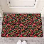 Hot Chili Peppers Pattern Print Rubber Doormat