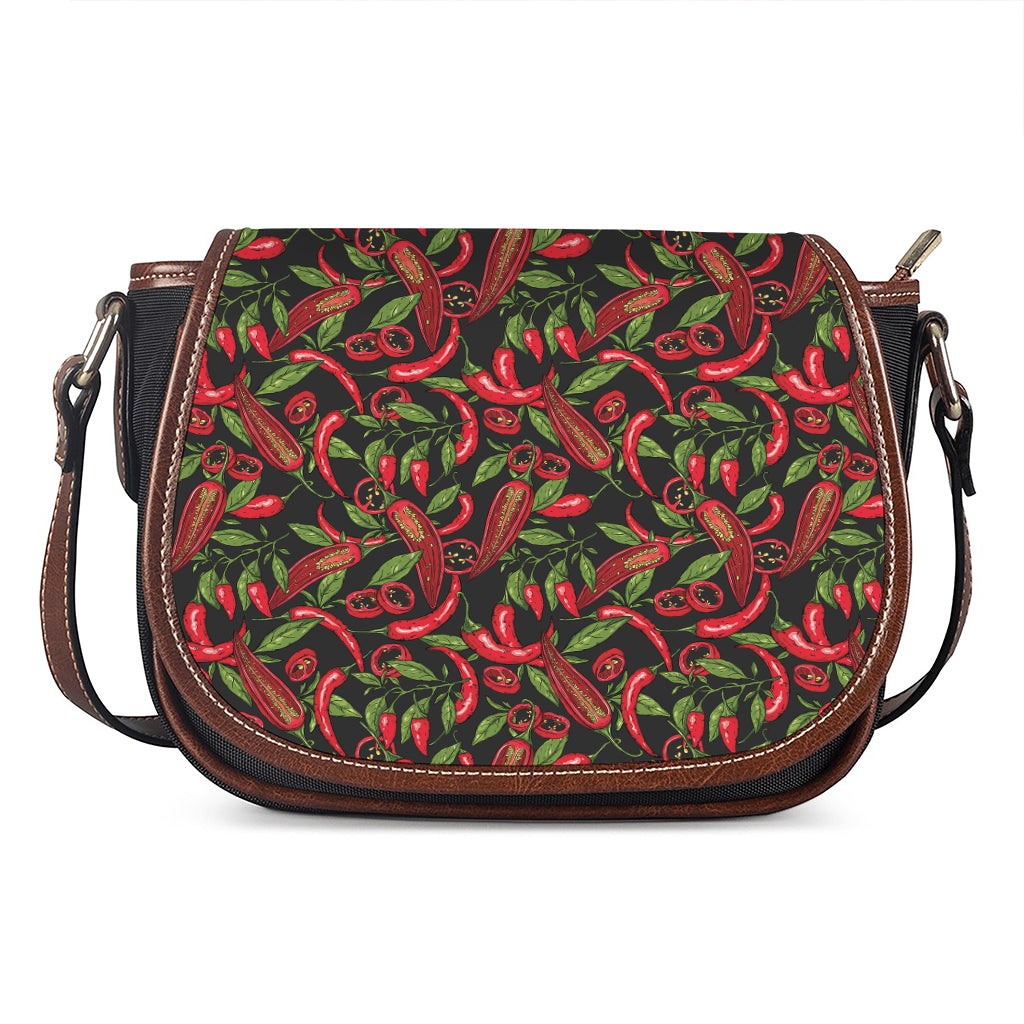 Hot Chili Peppers Pattern Print Saddle Bag
