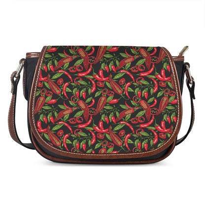 Hot Chili Peppers Pattern Print Saddle Bag