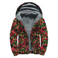 Hot Chili Peppers Pattern Print Sherpa Lined Zip Up Hoodie