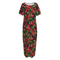 Hot Chili Peppers Pattern Print Short Sleeve Long Nightdress