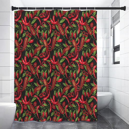 Hot Chili Peppers Pattern Print Shower Curtain