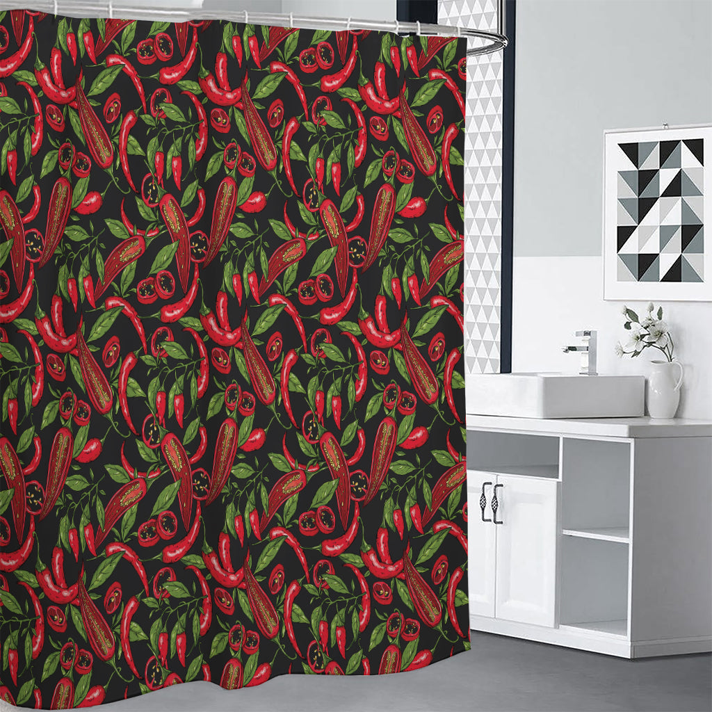 Hot Chili Peppers Pattern Print Shower Curtain