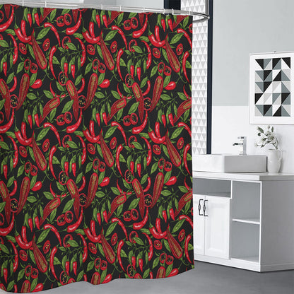 Hot Chili Peppers Pattern Print Shower Curtain