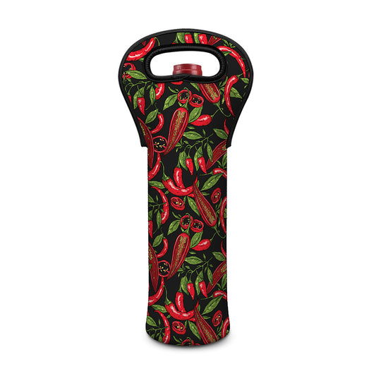 Hot Chili Peppers Pattern Print Single Neoprene Wine Tote