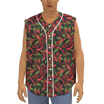 Hot Chili Peppers Pattern Print Sleeveless Baseball Jersey