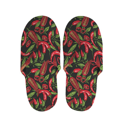 Hot Chili Peppers Pattern Print Slippers