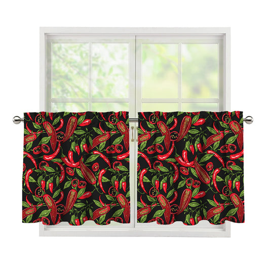 Hot Chili Peppers Pattern Print Tier Curtains