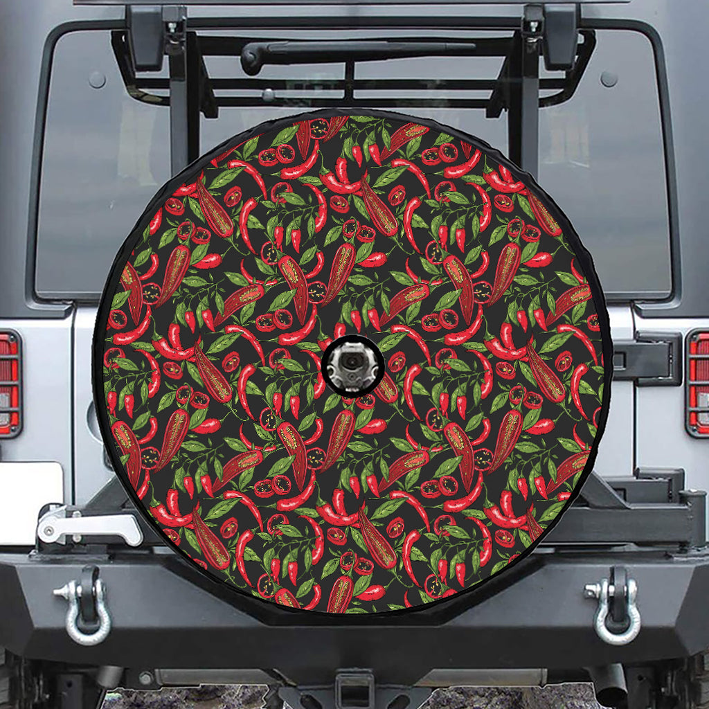 Hot Chili Peppers Pattern Print Tire Cover With Camera Hole