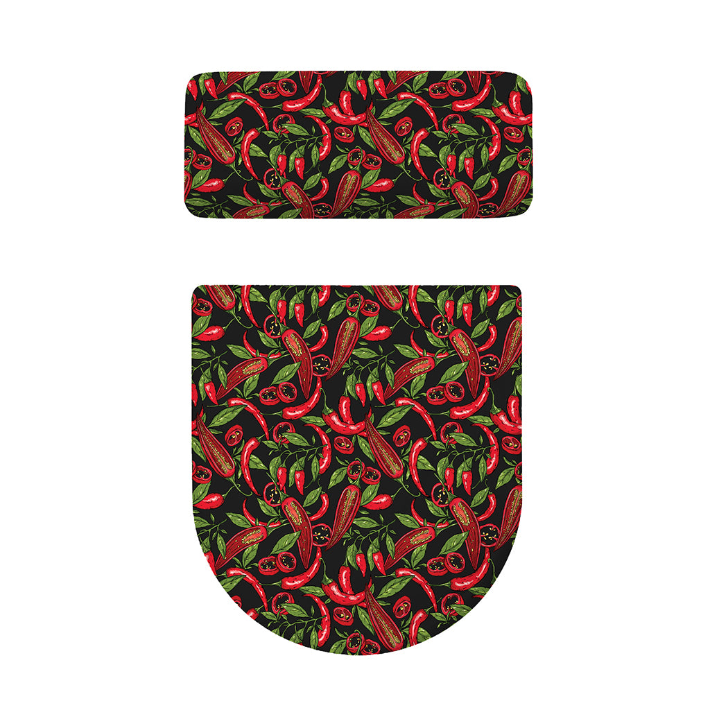 Hot Chili Peppers Pattern Print Toilet Lid And Tank Cover Set