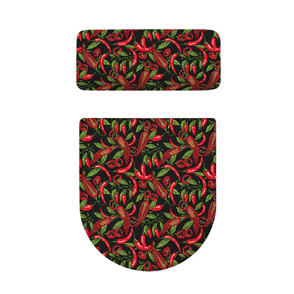 Hot Chili Peppers Pattern Print Toilet Lid And Tank Cover Set