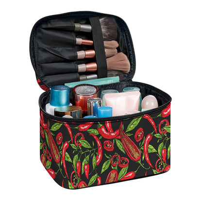 Hot Chili Peppers Pattern Print Travel Makeup Bag