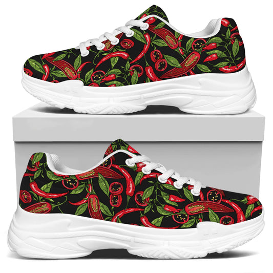 Hot Chili Peppers Pattern Print White Chunky Shoes