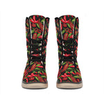 Hot Chili Peppers Pattern Print Winter Boots