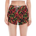 Hot Chili Peppers Pattern Print Women's Split Running Shorts