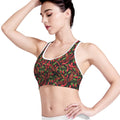 Hot Chili Peppers Pattern Print Women's Sports Bra