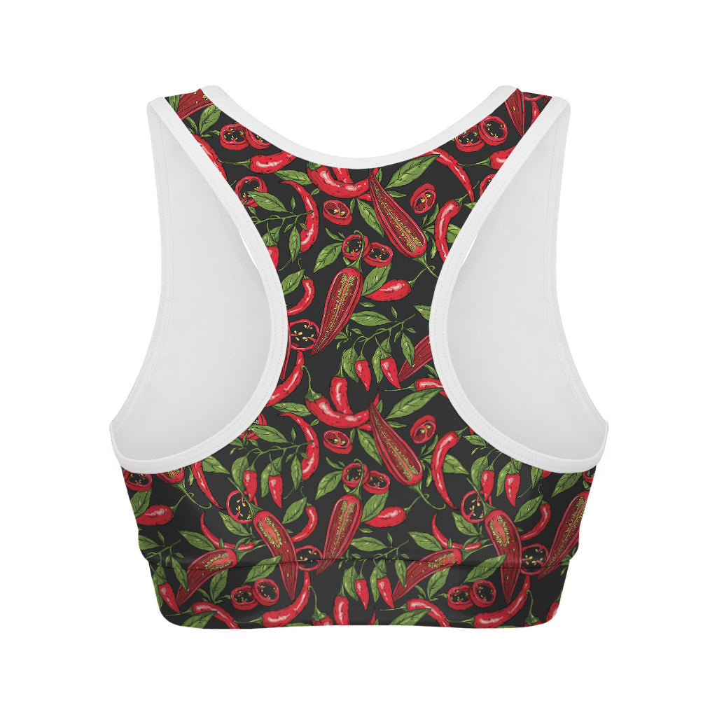 Hot Chili Peppers Pattern Print Women's Sports Bra