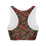 Hot Chili Peppers Pattern Print Women's Sports Bra