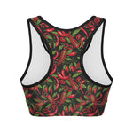 Hot Chili Peppers Pattern Print Women's Sports Bra