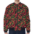 Hot Chili Peppers Pattern Print Zip Sleeve Bomber Jacket