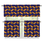 Hot Dog And Hamburger Pattern Print 3 Piece Kitchen Curtains